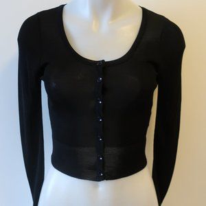 BLOOMINGDALE'S CROPPED CARDIGAN KNIT SWEATER M *